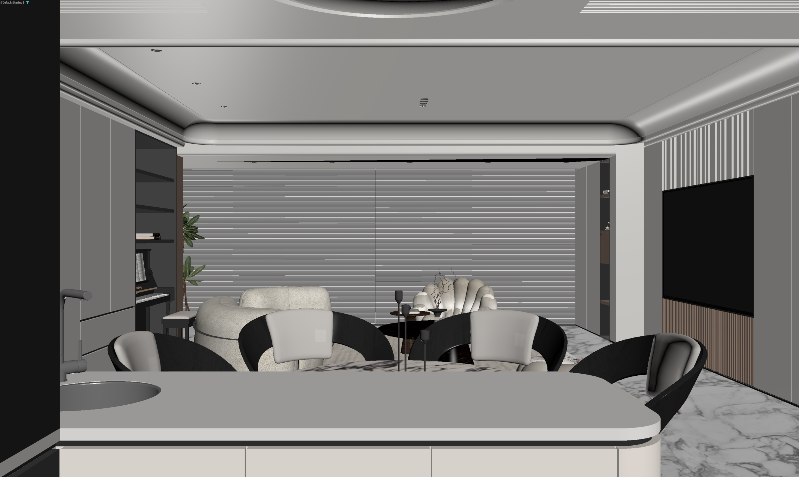 现代客餐厅3D模型下载【ID:1221497920】
