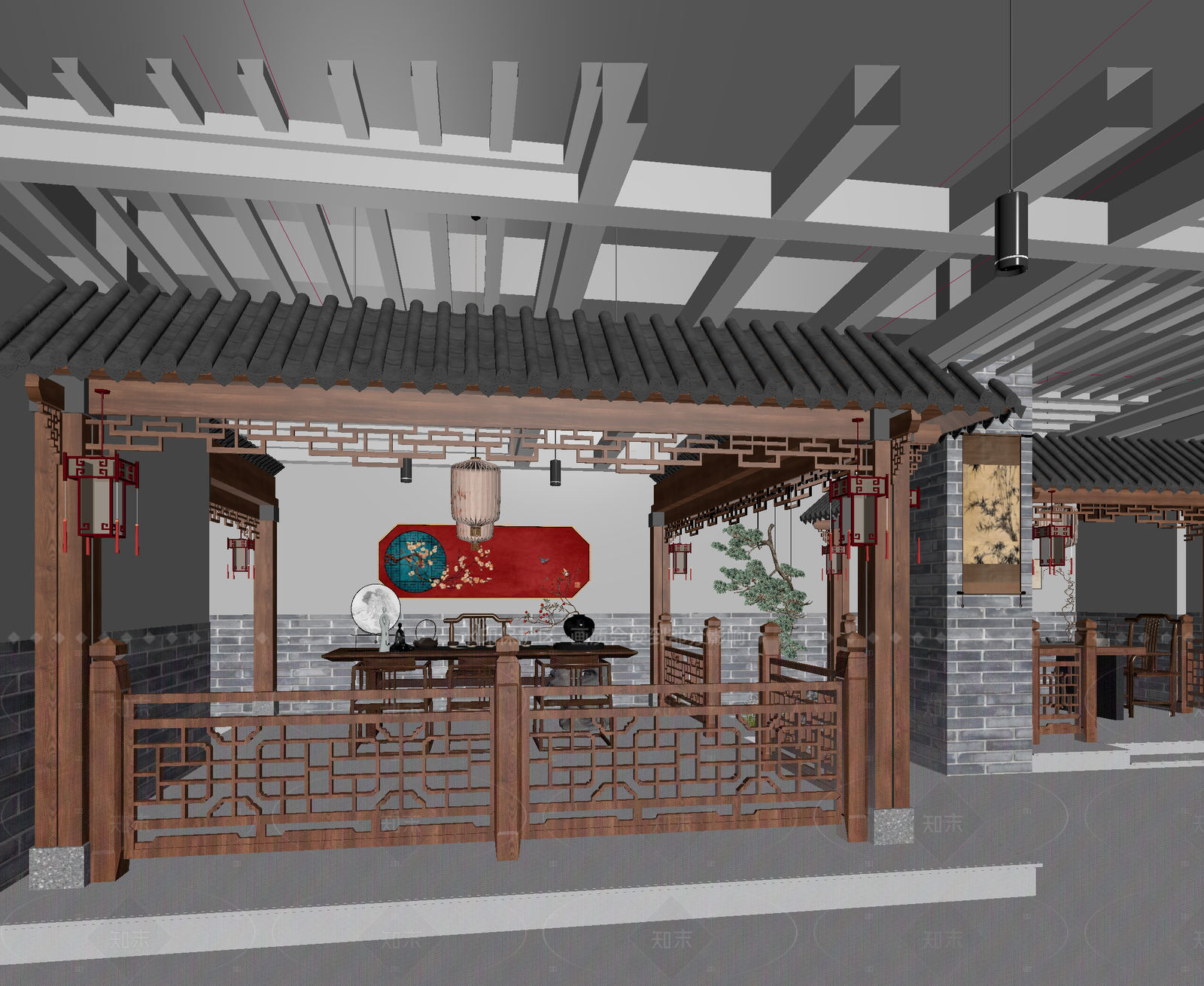 中式茶馆3D模型下载【ID:1214650630】