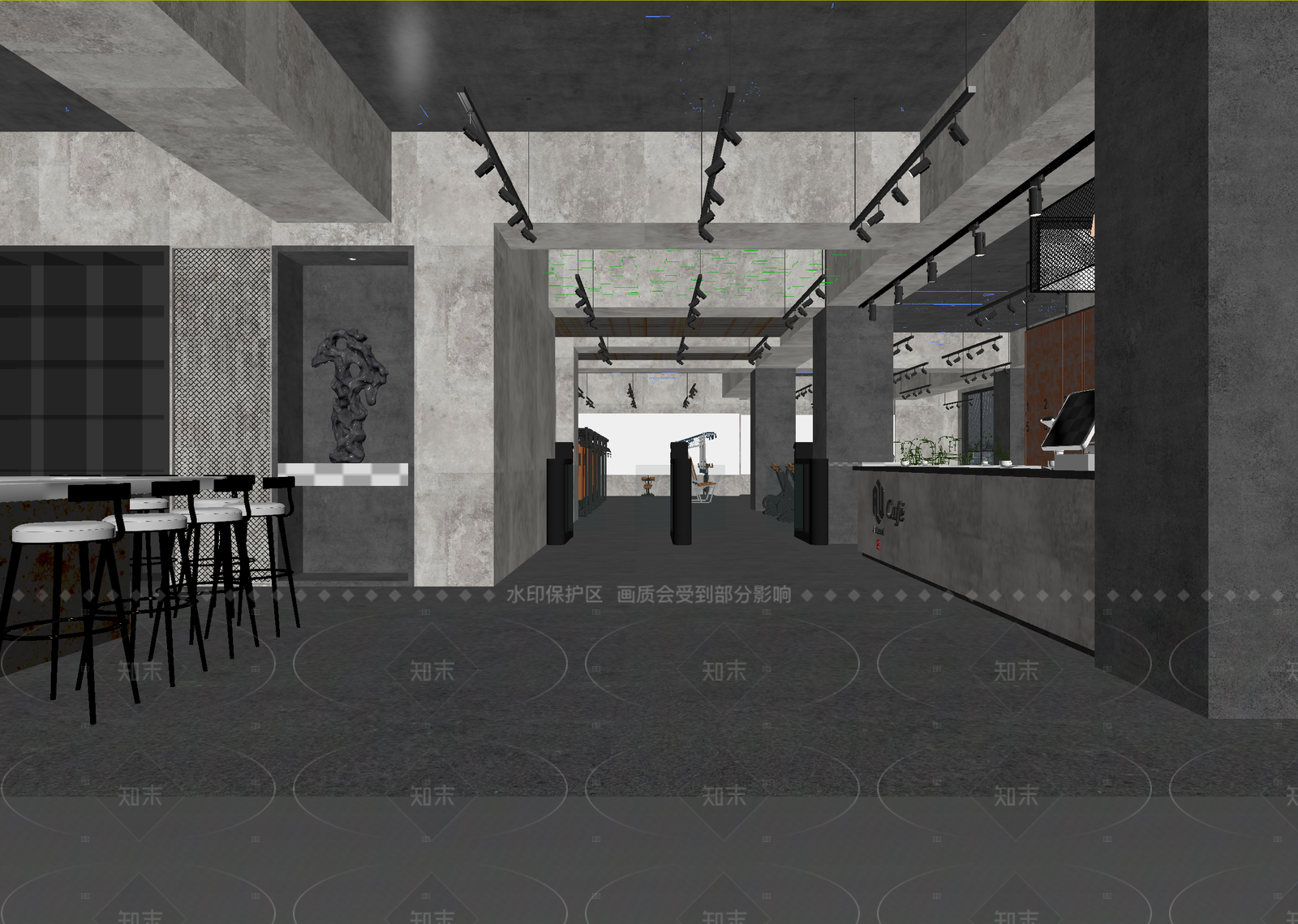 工业风咖啡厅3D模型下载【ID:1214594509】