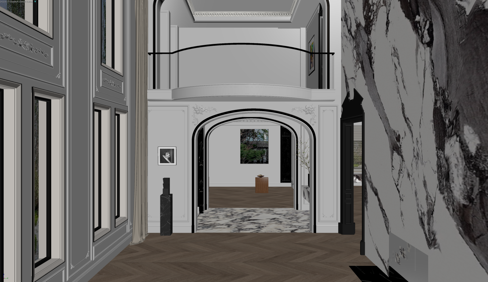 法式挑空客厅3D模型下载【ID:1221801849】