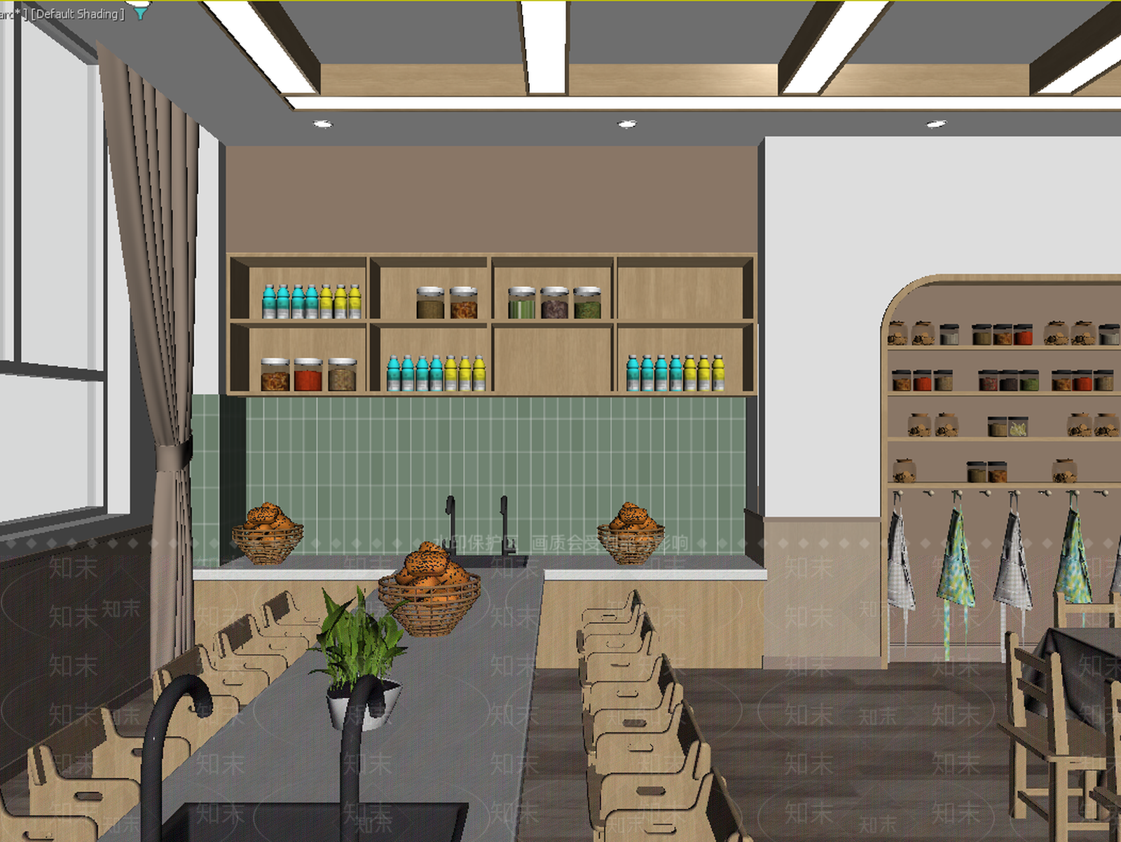 现代食堂3D模型下载【ID:1213877184】