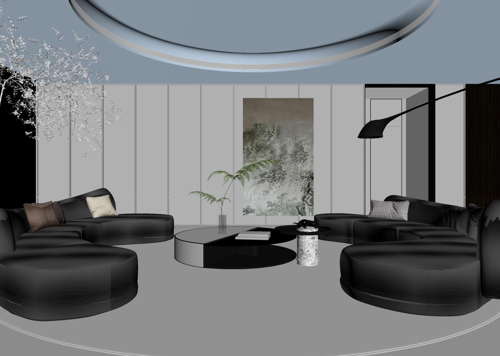 新中式家居客厅3D模型下载【ID:1221950566】