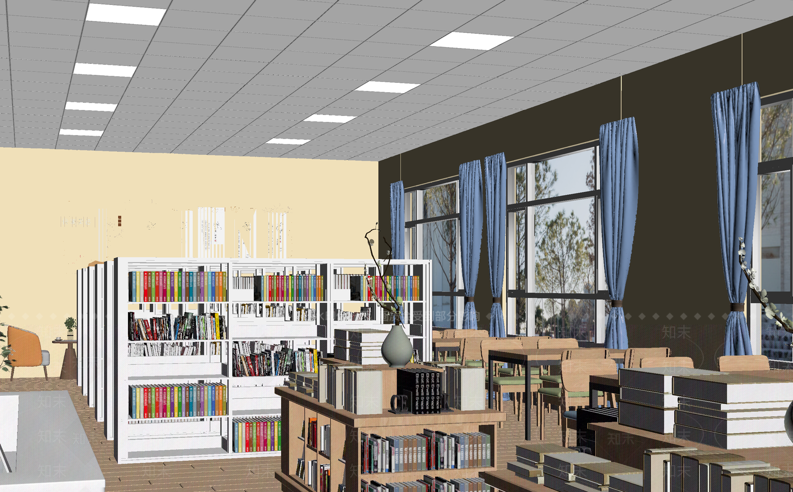 现代图书馆3D模型下载【ID:1214110528】
