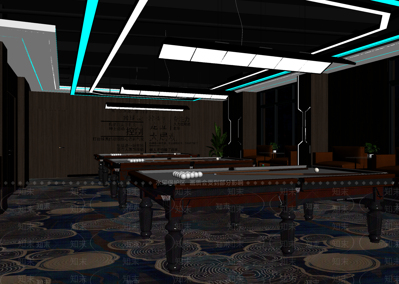 现代台球室3D模型下载【ID:1214374275】