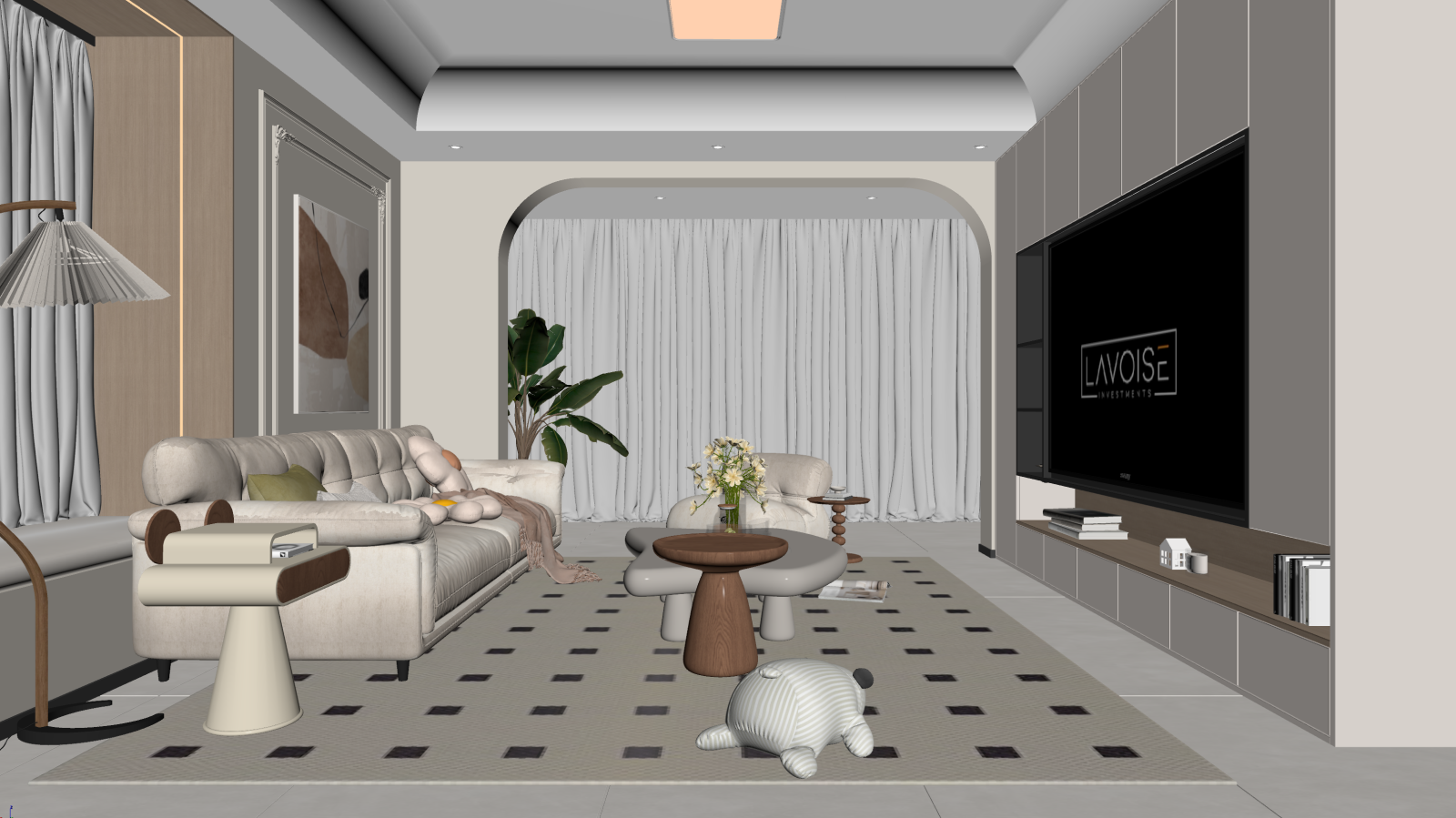 奶油家居客厅3D模型下载【ID:1221492252】