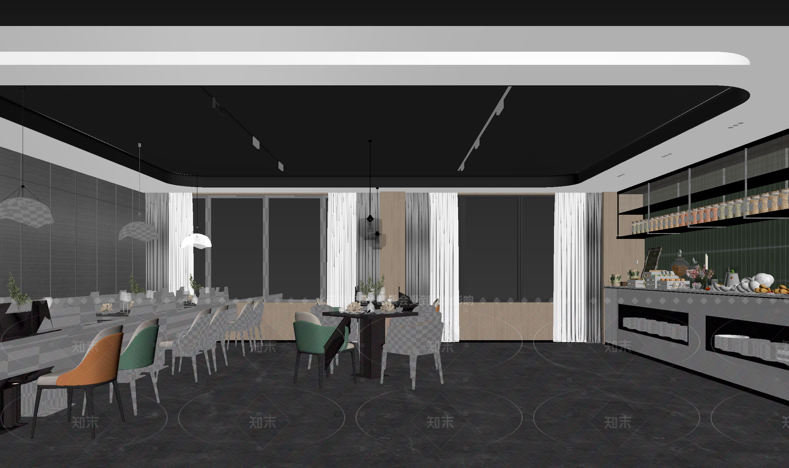 现代咖啡厅3D模型下载【ID:1214610327】