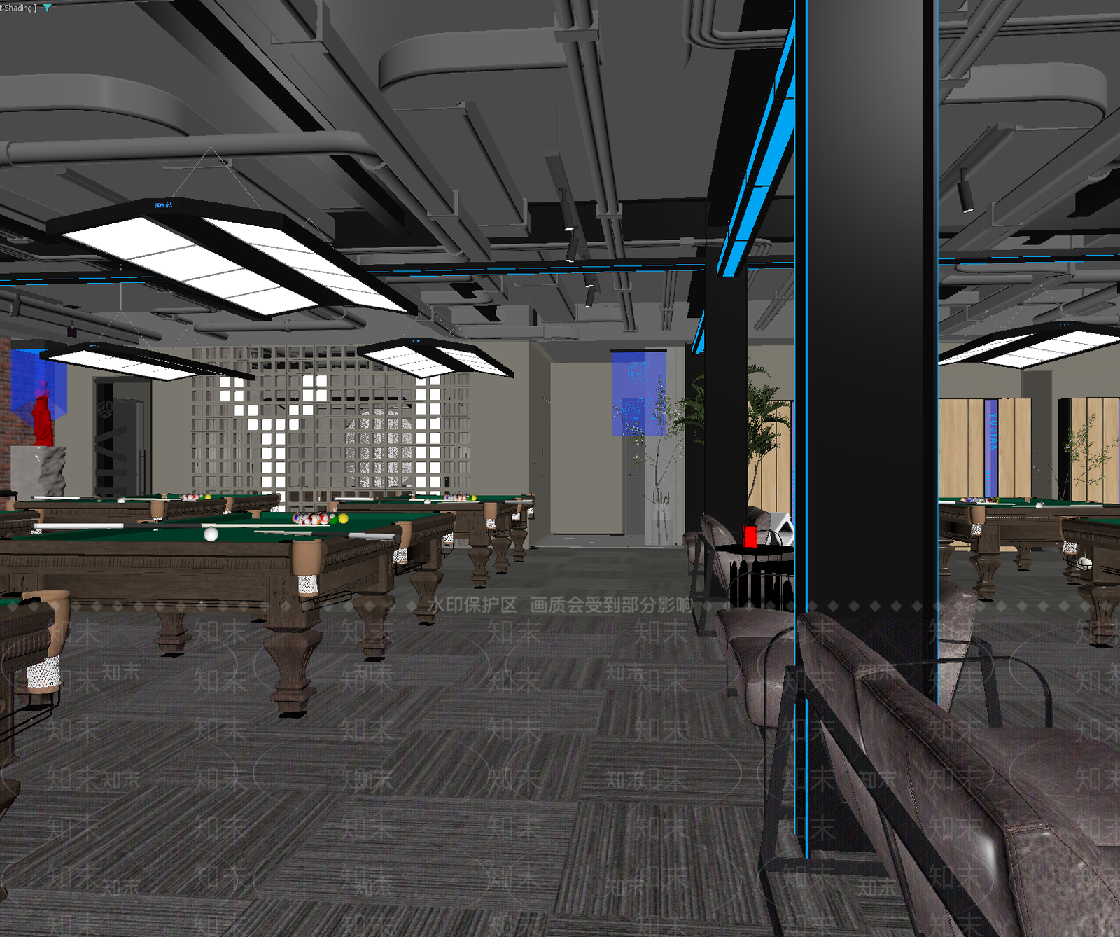工业风台球室3D模型下载【ID:1213905747】