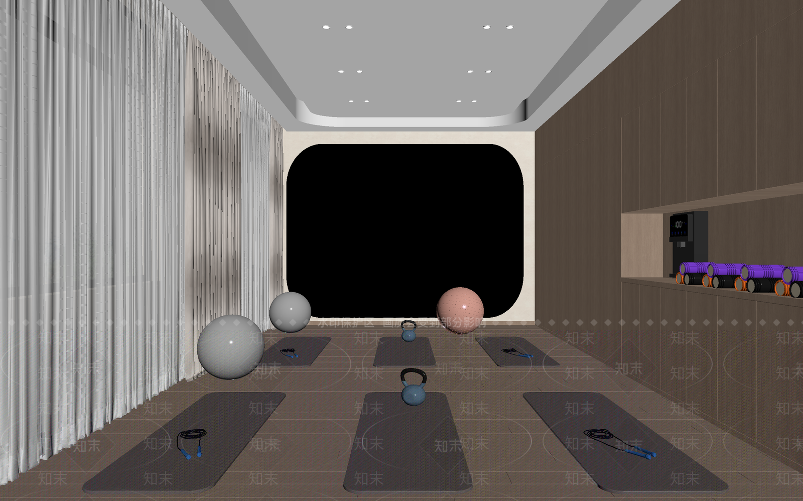 现代瑜伽室3D模型下载【ID:1214259417】