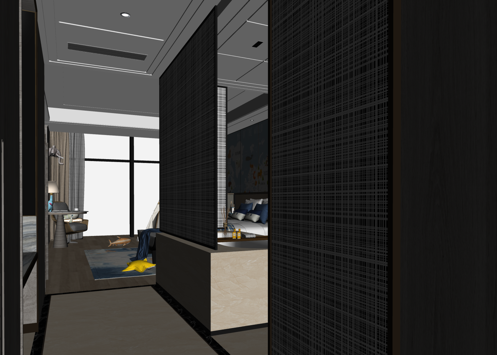 现代家居卧室3D模型下载【ID:1221782199】