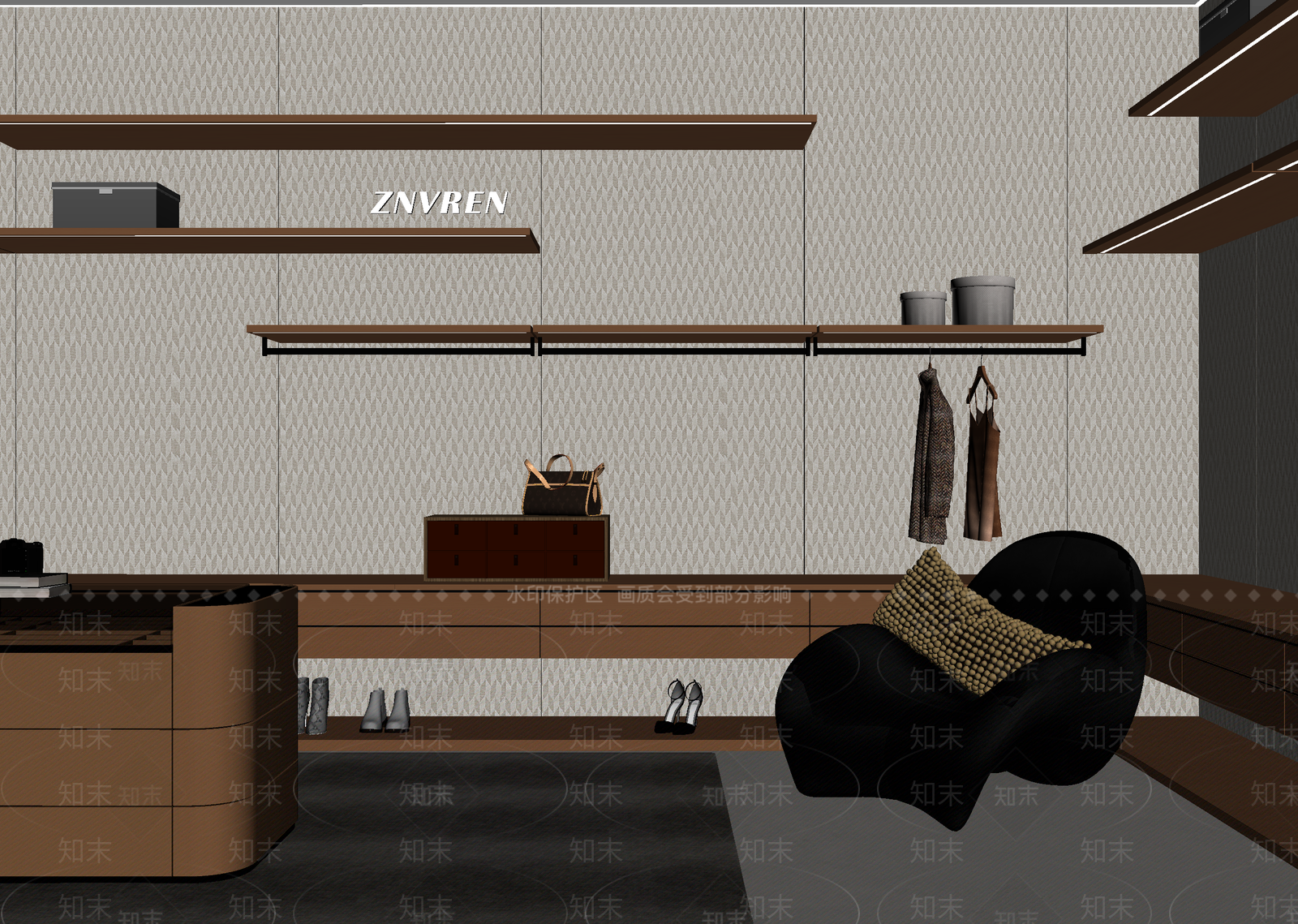 现代衣帽间3D模型下载【ID:1215192626】