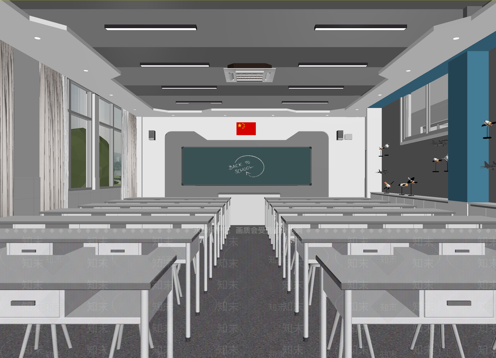 现代教室3D模型下载【ID:1214435334】