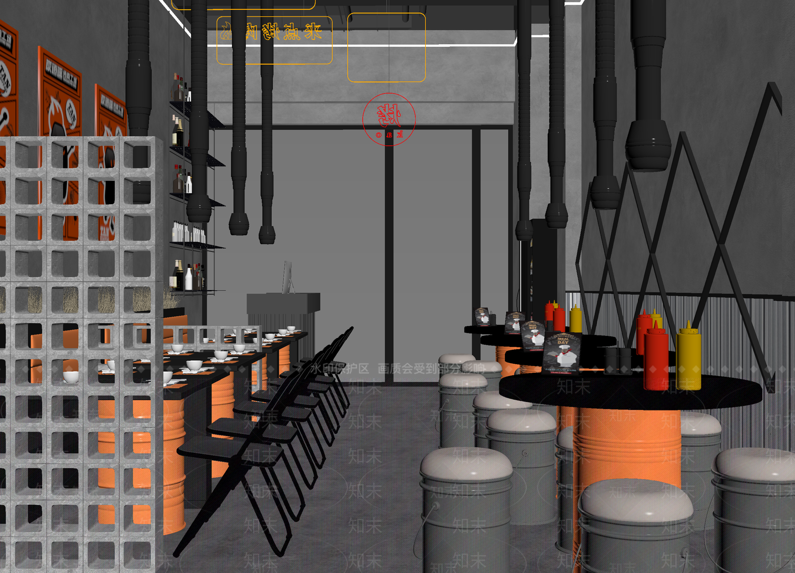 工业风快餐店3D模型下载【ID:1214062430】