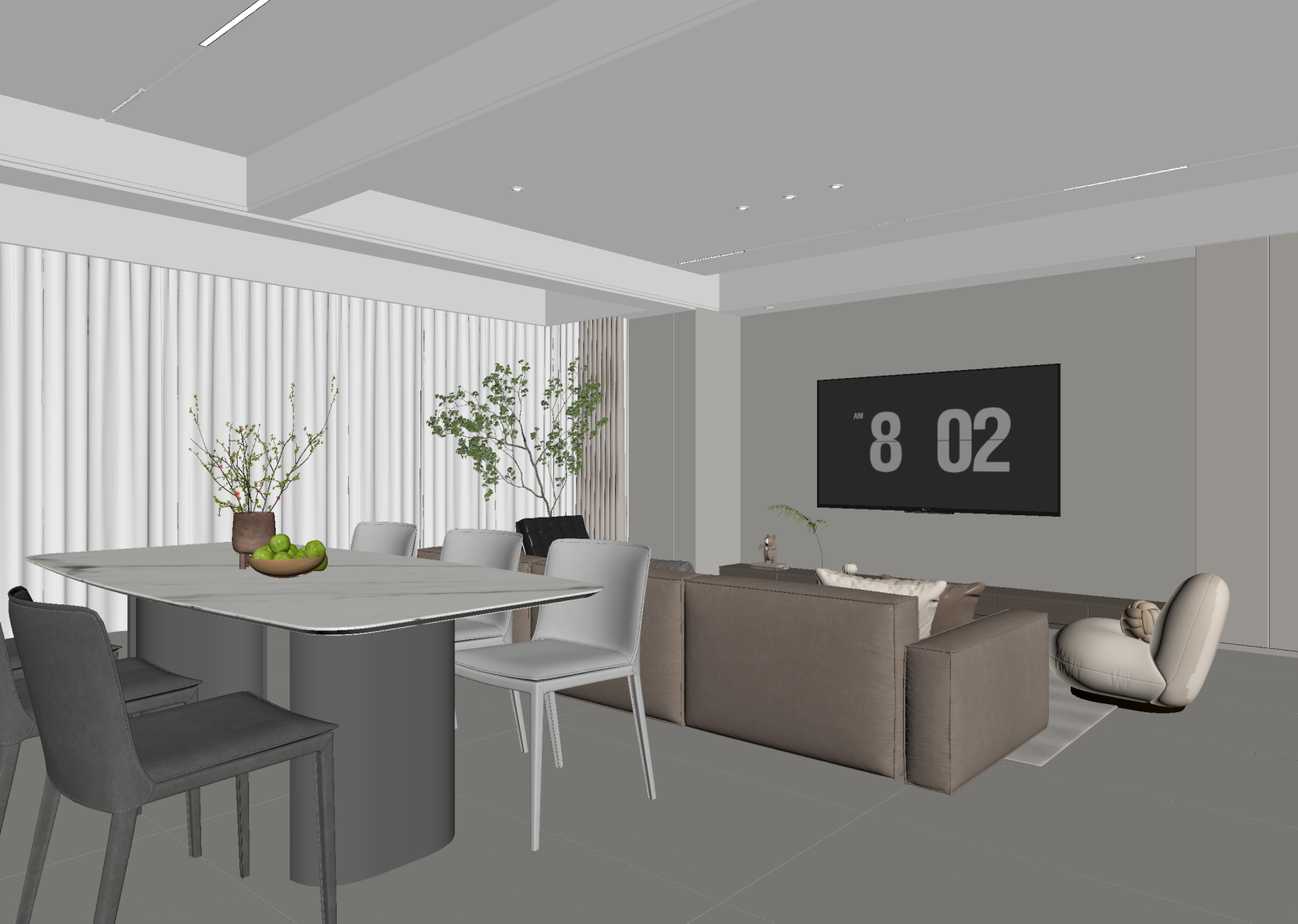 现代客餐厅3D模型下载【ID:1221524705】