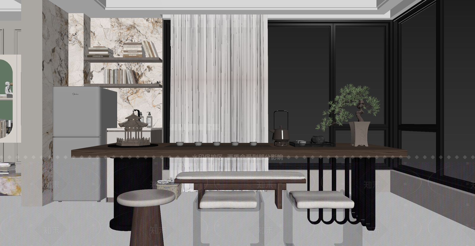 现代茶室3D模型下载【ID:1214559658】