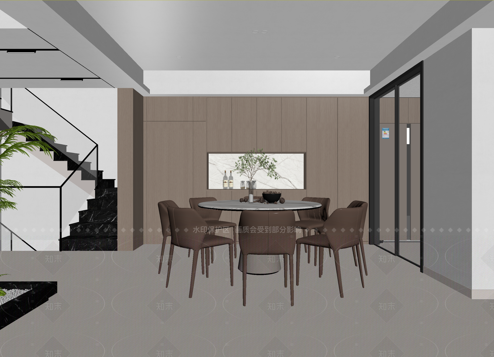 现代别墅餐厅3D模型下载【ID:1214580049】