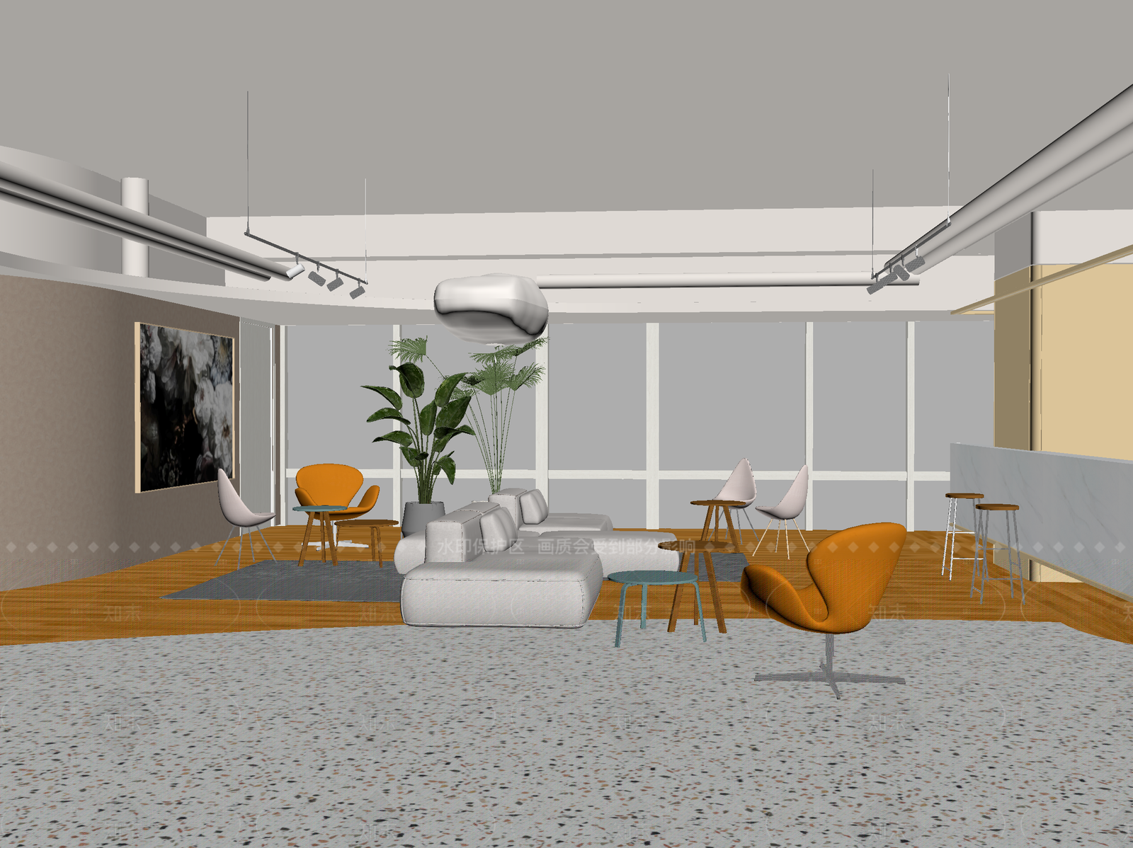 现代办公大厅3D模型下载【ID:1214936153】