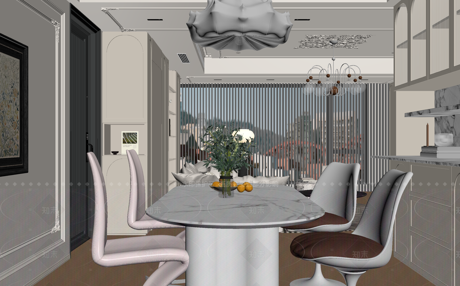 法式家居餐厅3D模型下载【ID:1214595463】