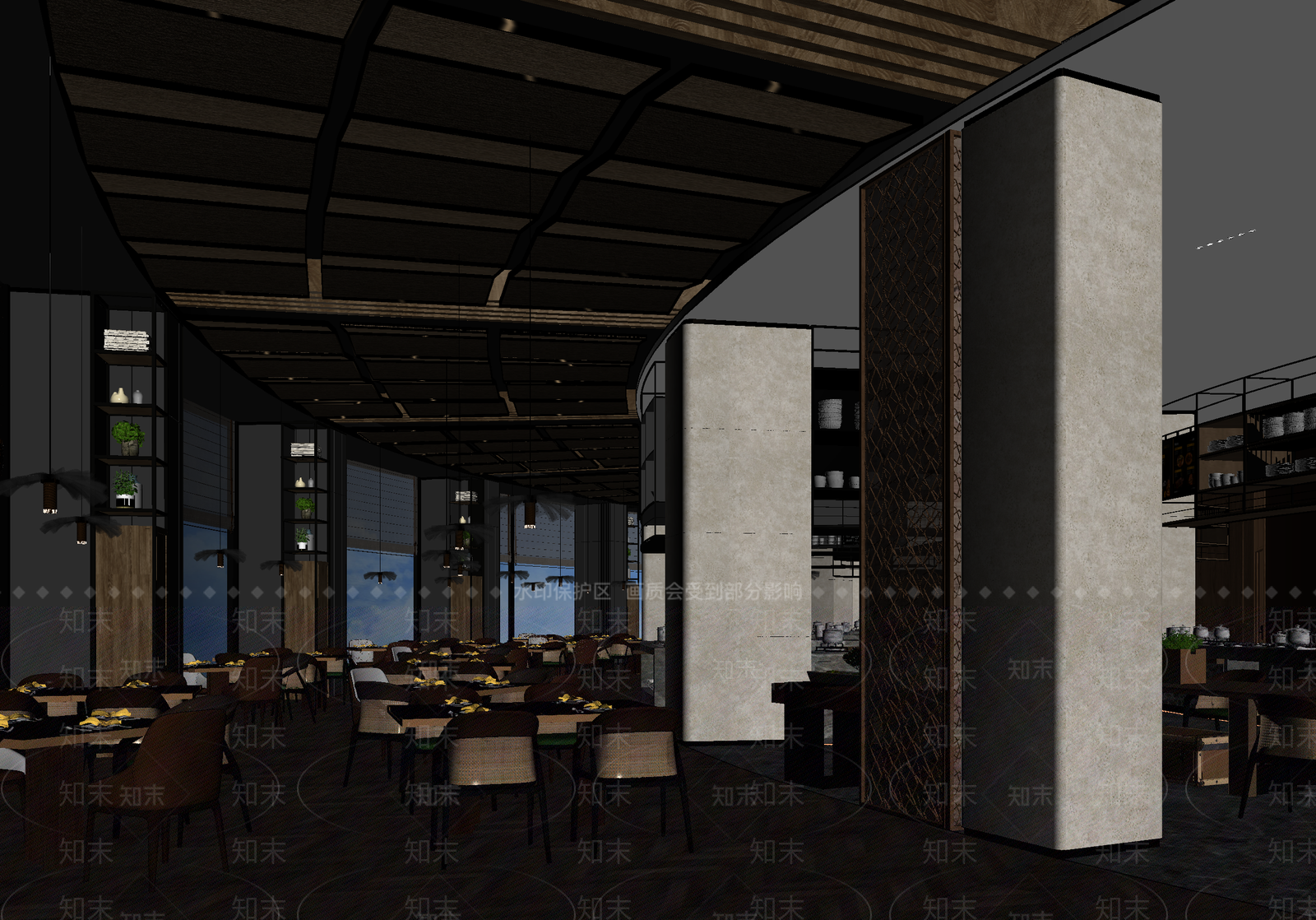 现代中餐厅3D模型下载【ID:1214166727】