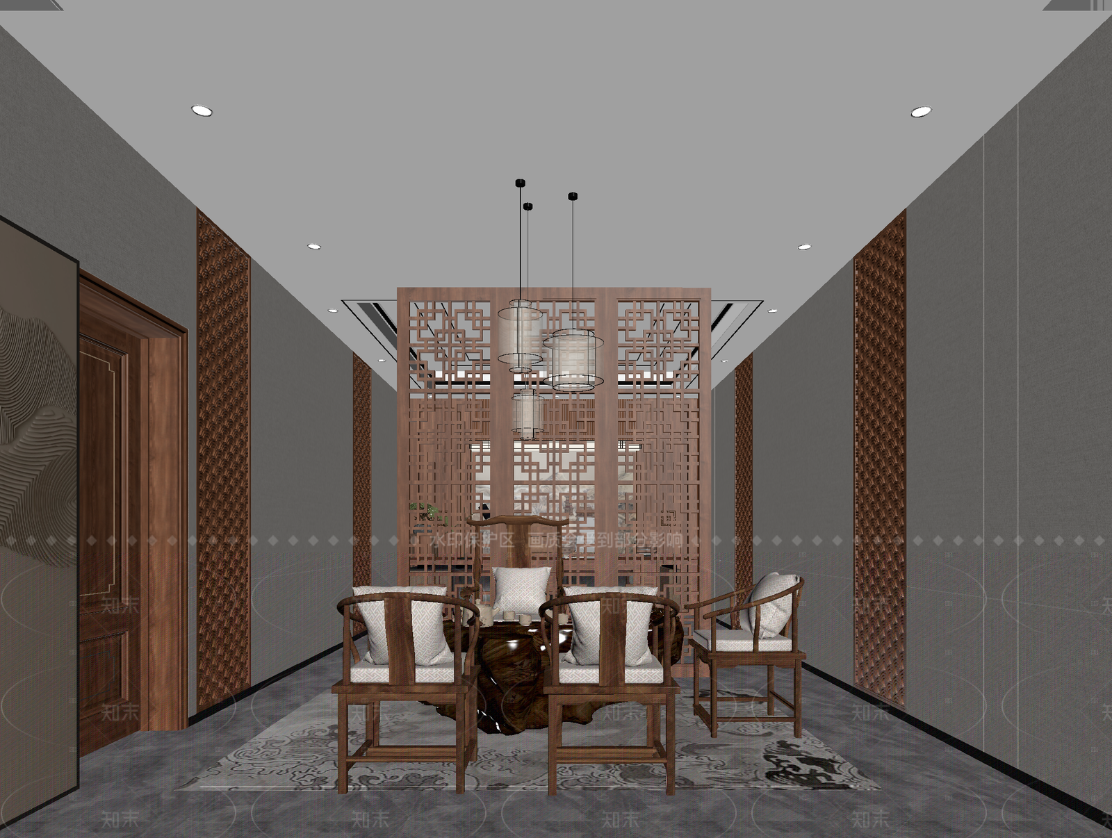 中式茶馆3D模型下载【ID:1214650643】