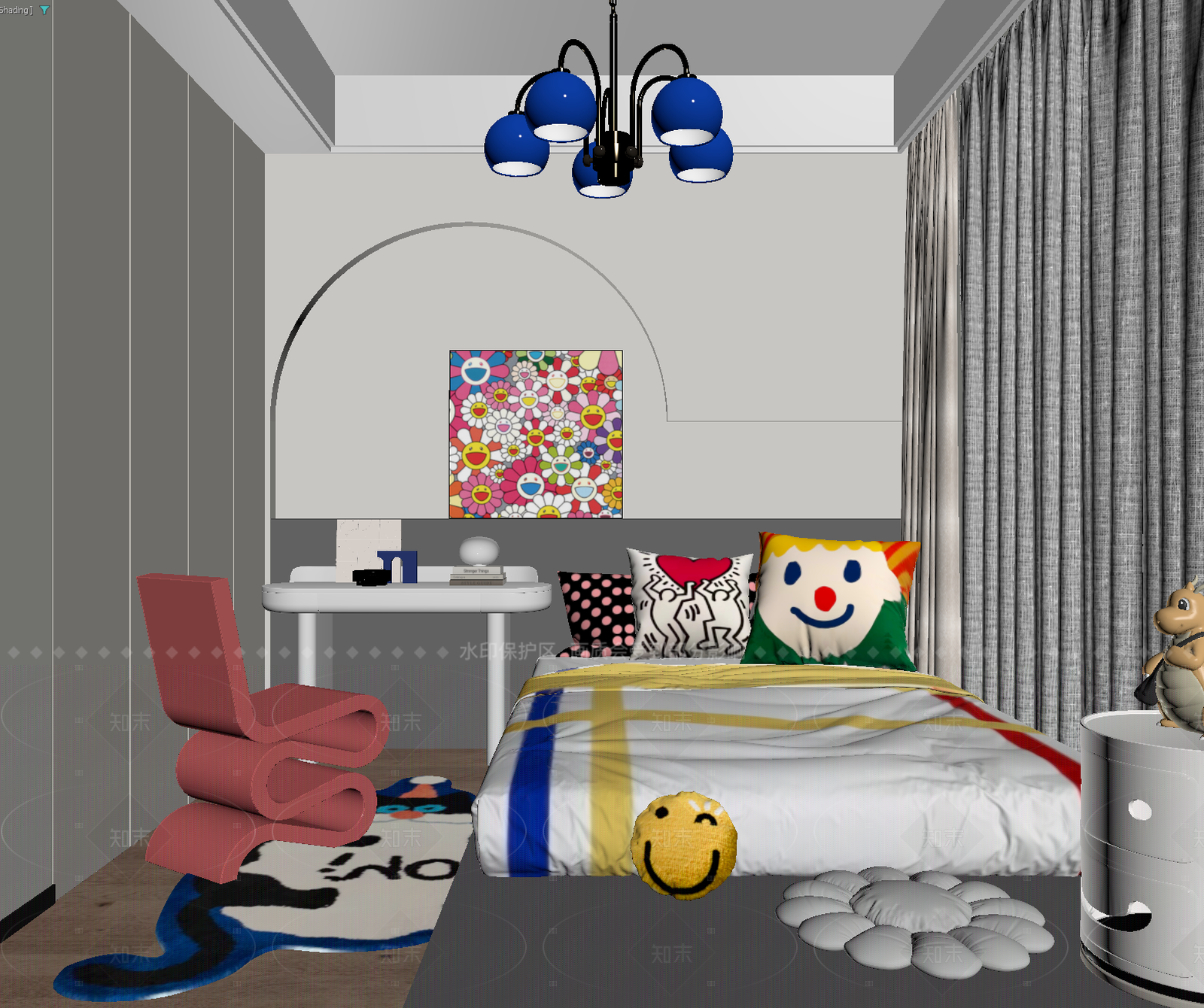 现代通用儿童房3D模型下载【ID:1214622551】