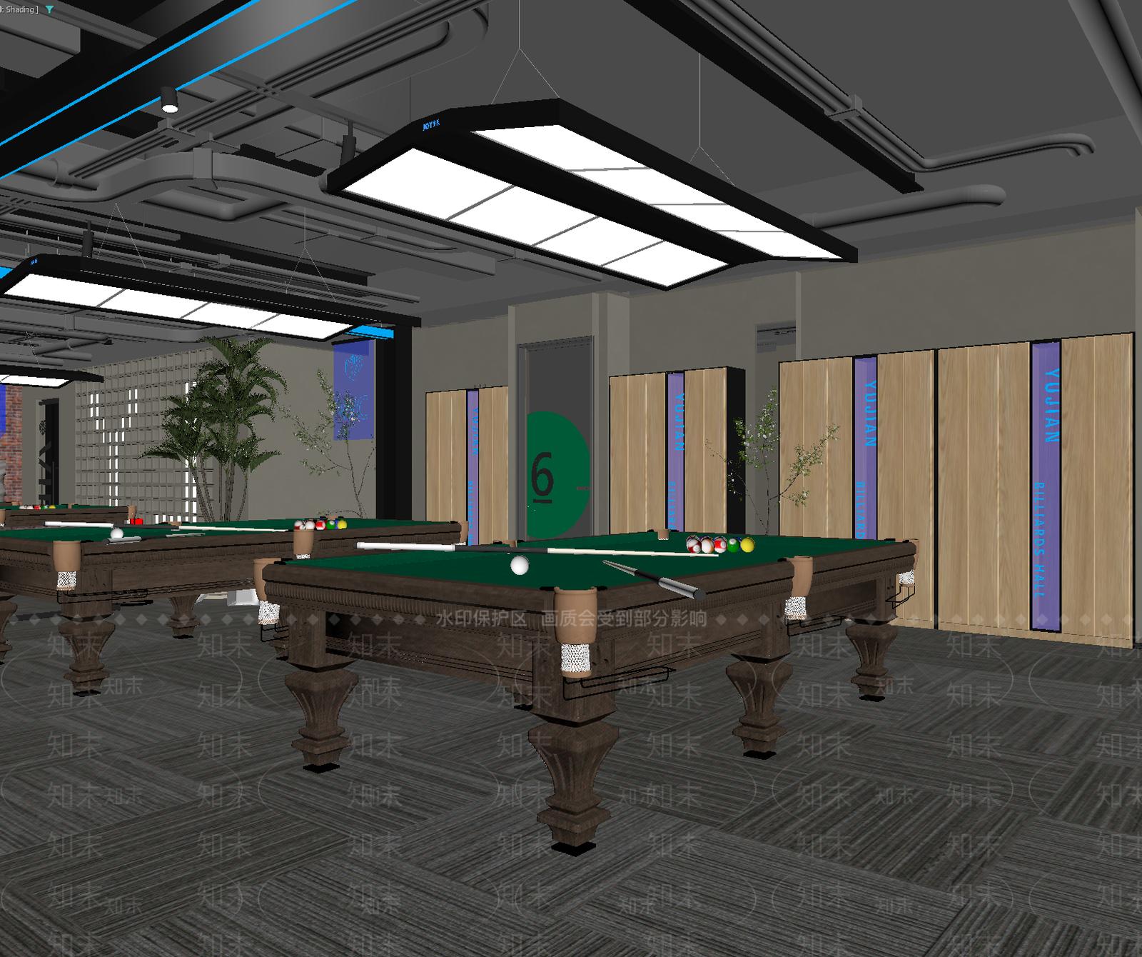 工业风台球室3D模型下载【ID:1213905746】