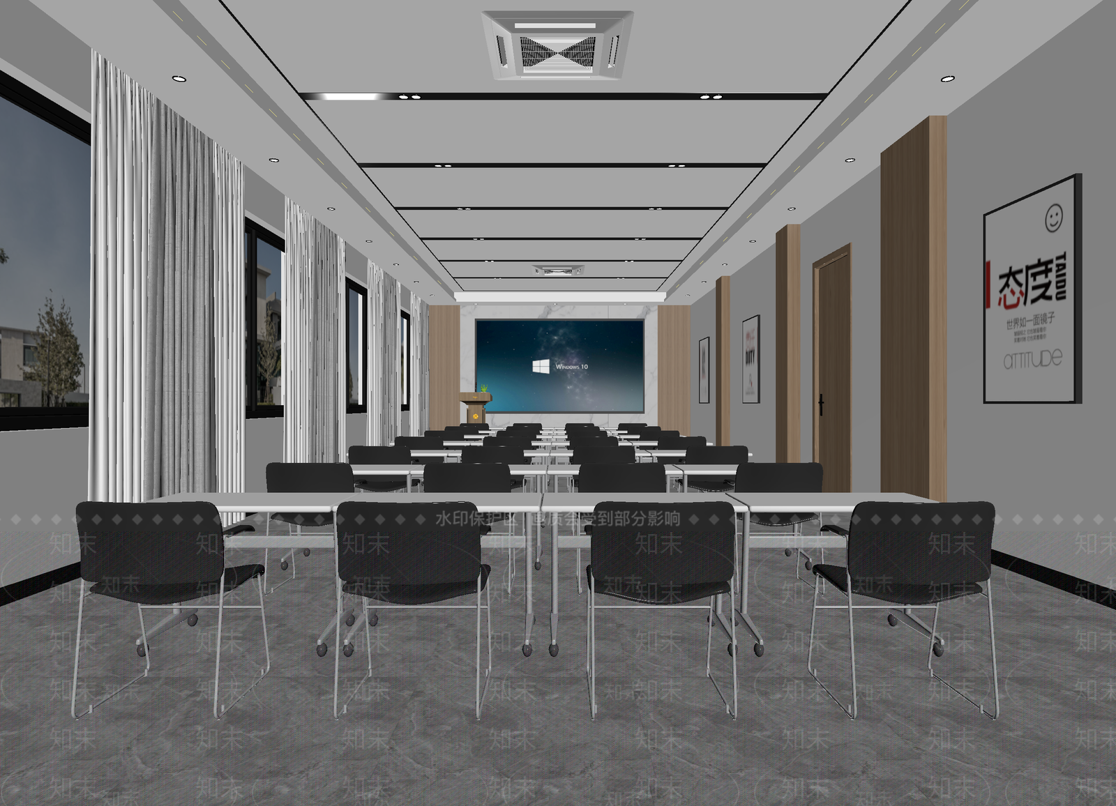 新中式会议室3D模型下载【ID:1214342350】