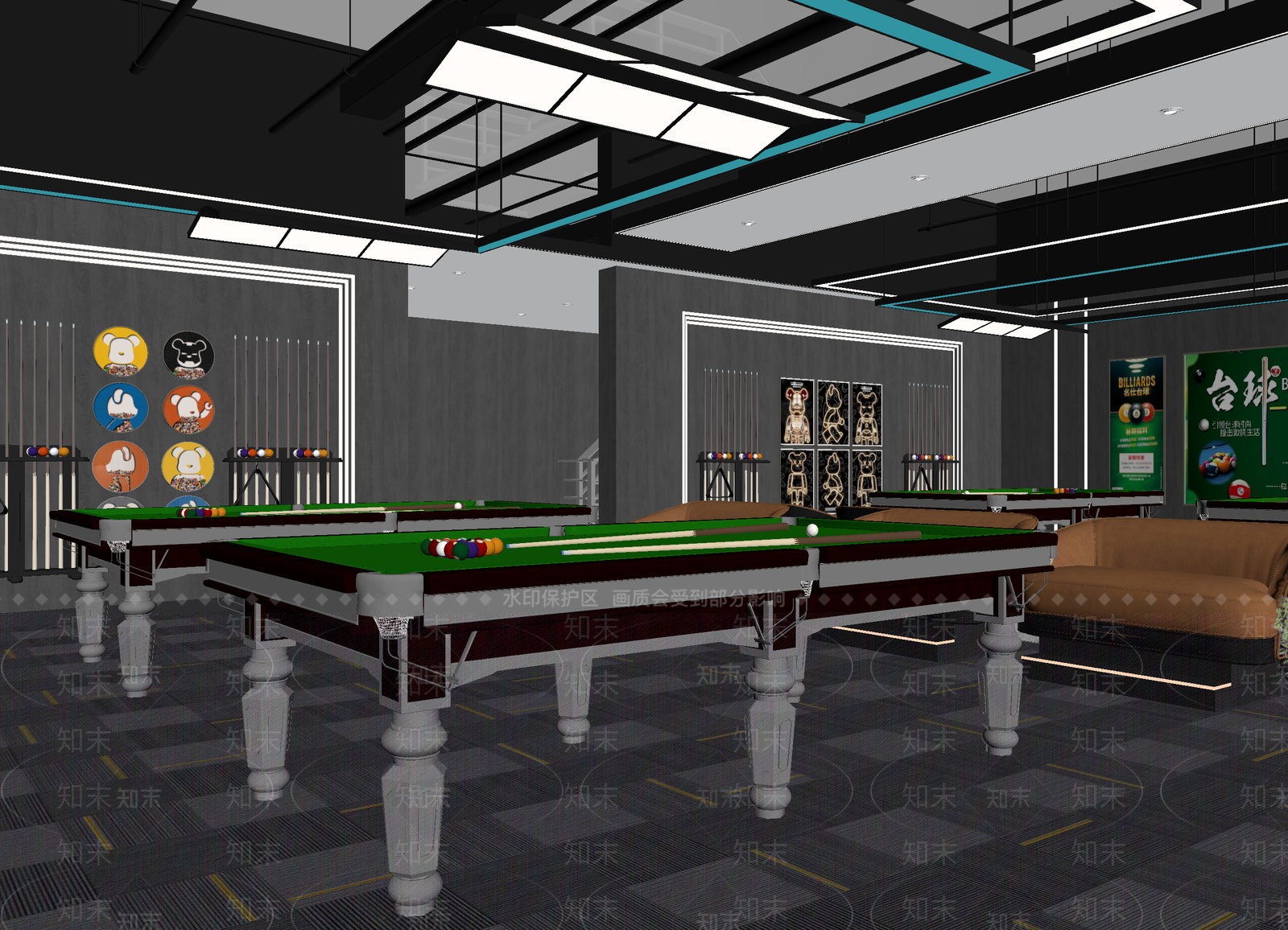现代台球室3D模型下载【ID:1214059266】