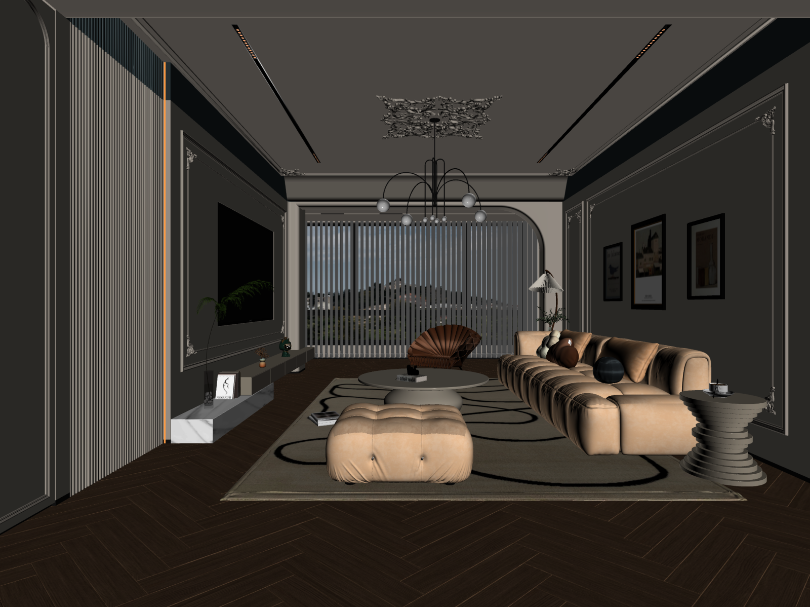 法式家居客厅3D模型下载【ID:1221978470】