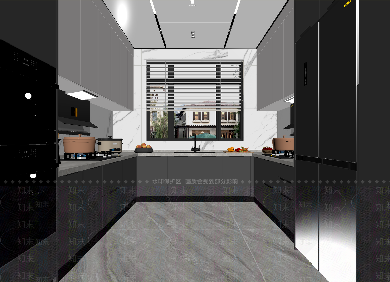 现代封闭式厨房3D模型下载【ID:1214651983】