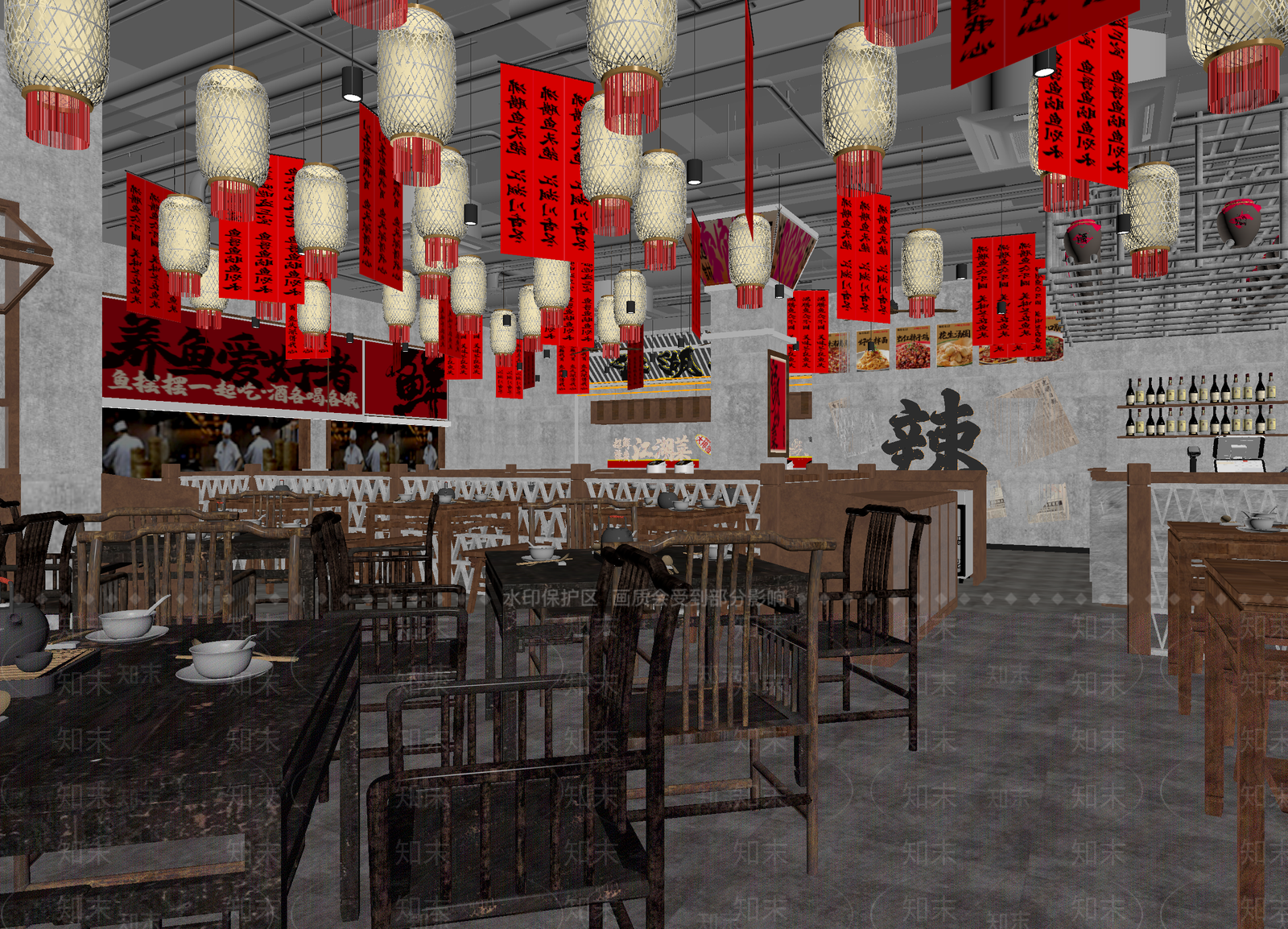 工业风火锅店3D模型下载【ID:1214149644】