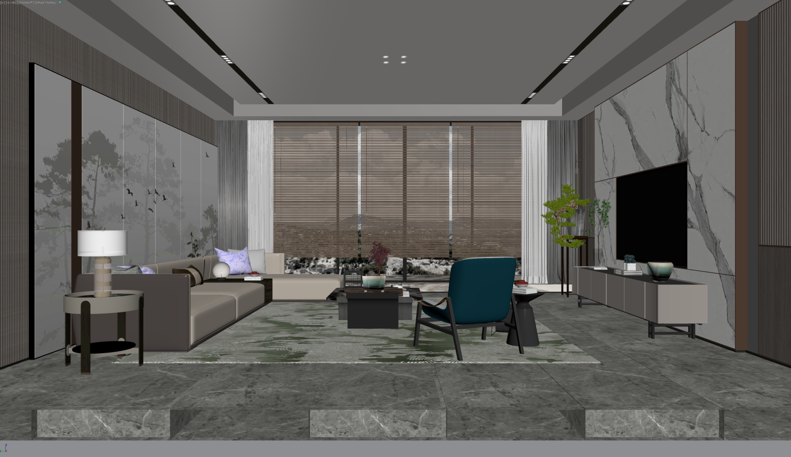 新中式家居客厅3D模型下载【ID:1221782415】