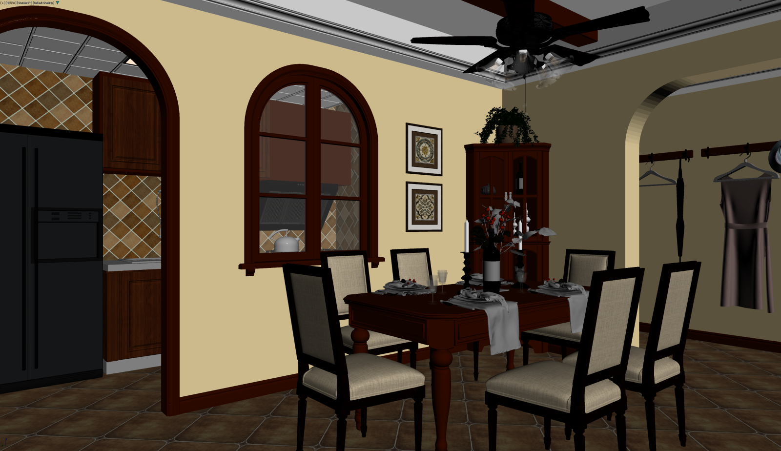 美式家居餐厅3D模型下载【ID:1221504811】