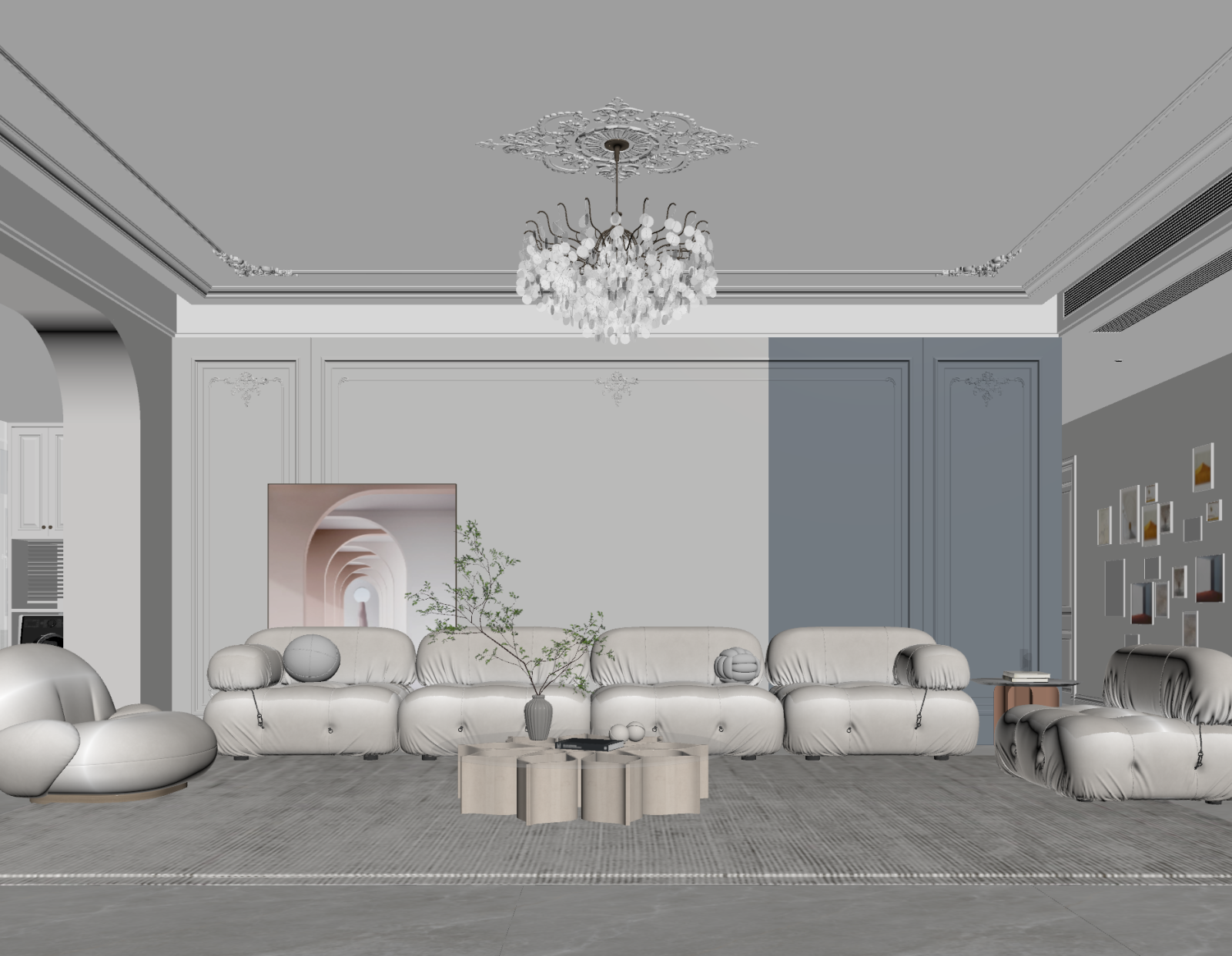 法式家居客厅3D模型下载【ID:1221826436】