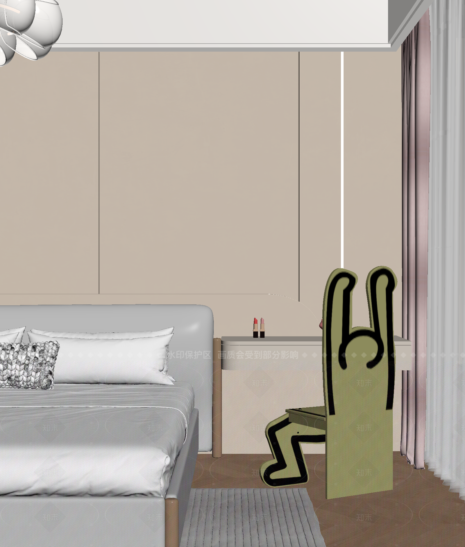 奶油女孩房3D模型下载【ID:1214955803】