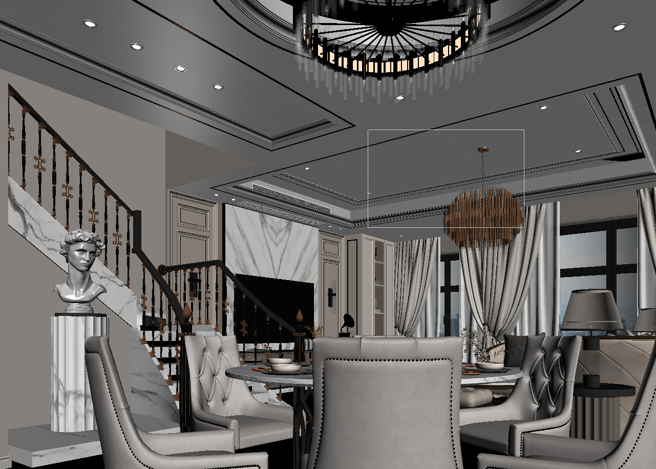 简欧客餐厅3D模型下载【ID:1222000199】