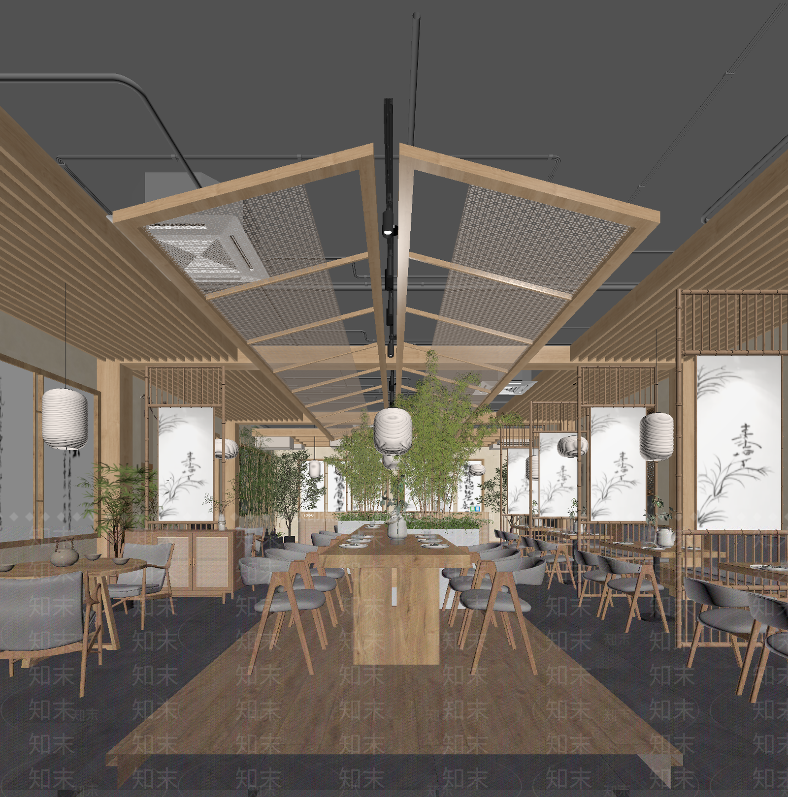 现代中餐厅3D模型下载【ID:1213993203】