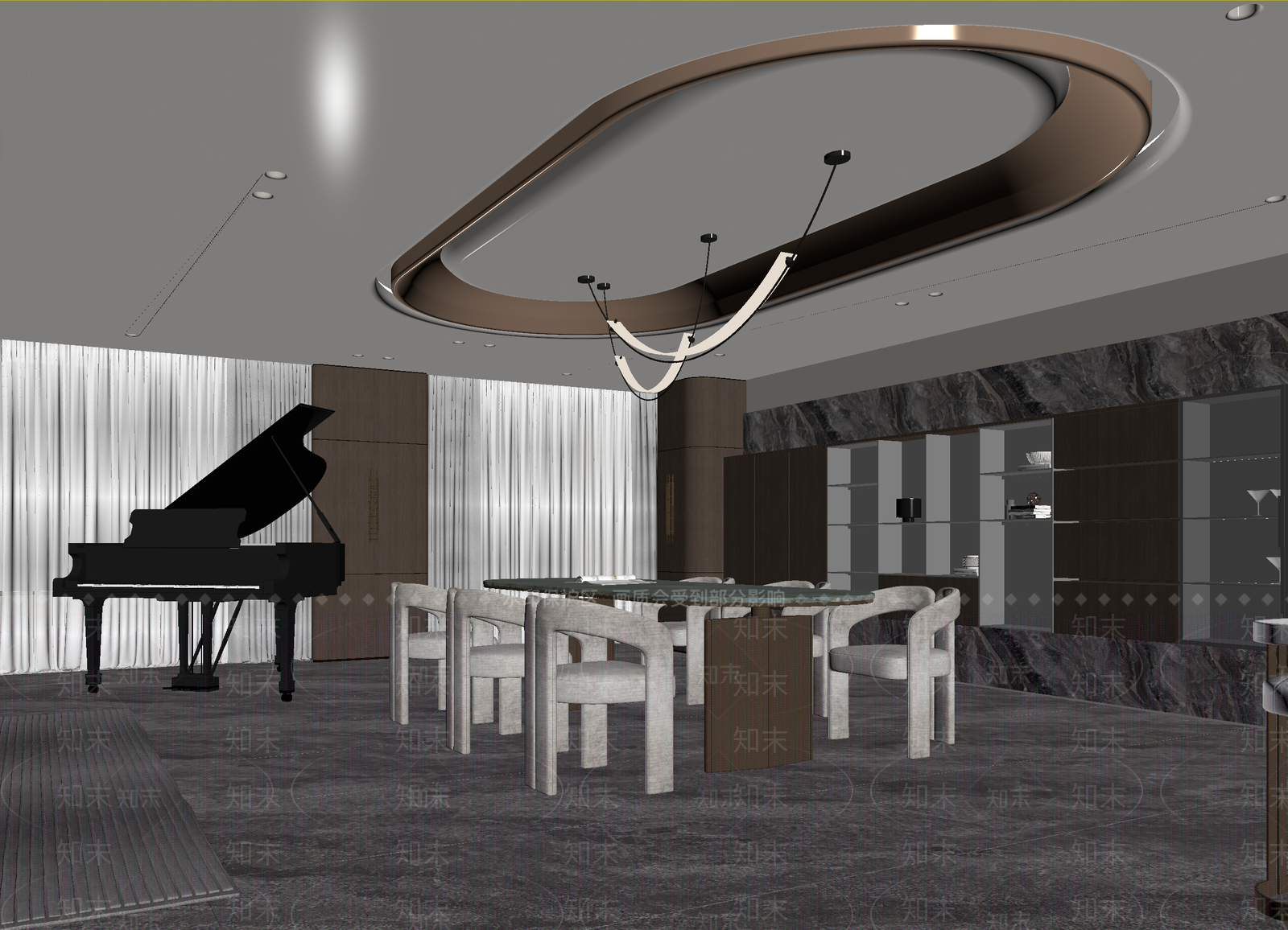 现代客餐厅3D模型下载【ID:1215114485】