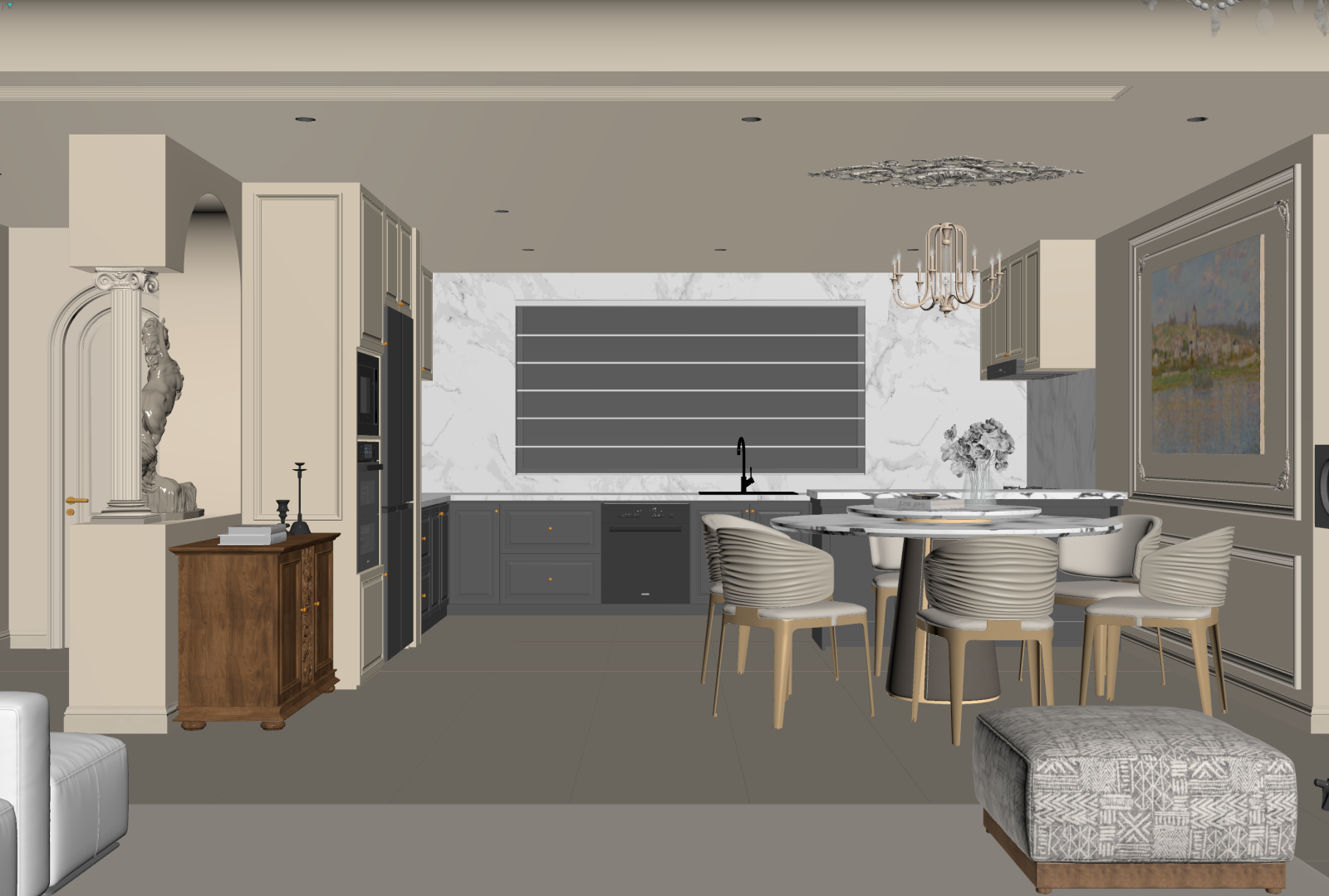 法式客餐厅3D模型下载【ID:1222027765】