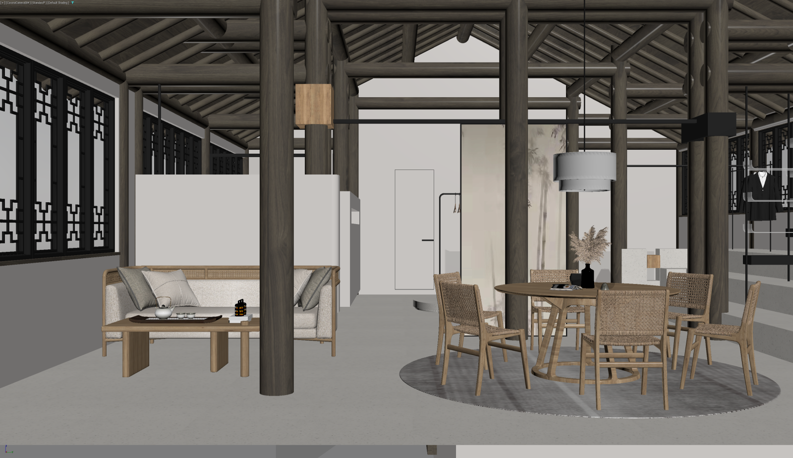 新中式客餐厅3D模型下载【ID:1221493088】