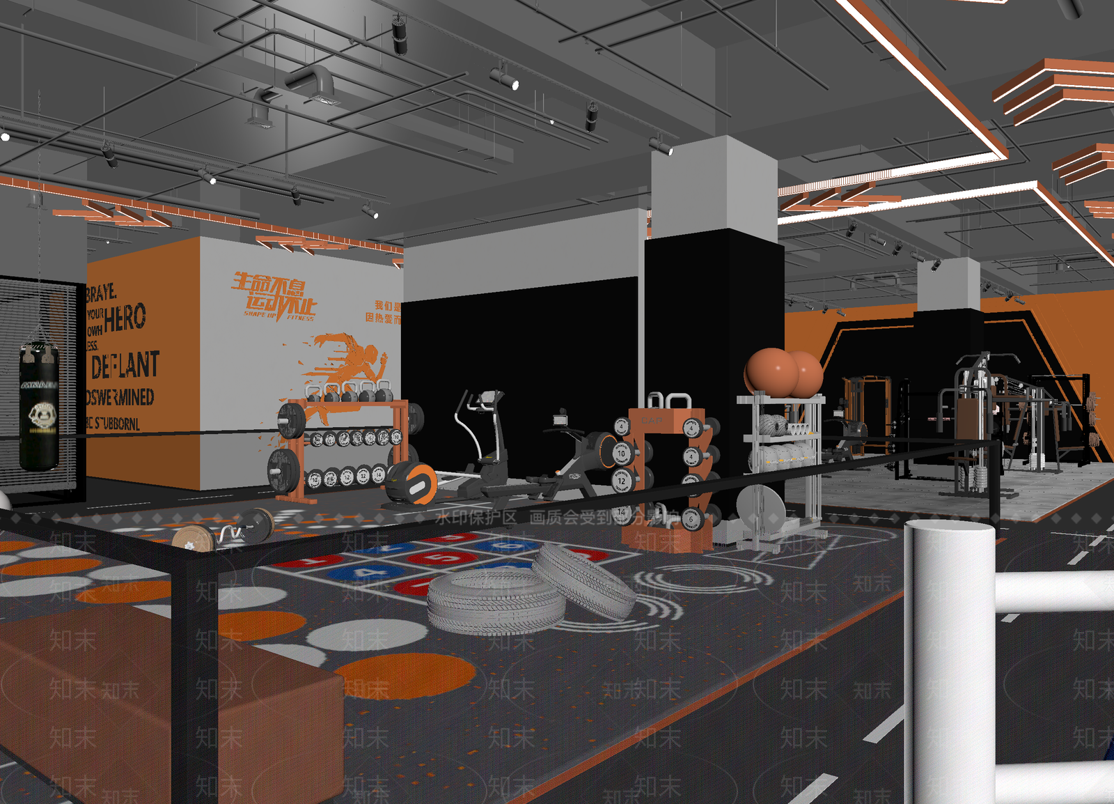 工业风健身房3D模型下载【ID:1214368503】