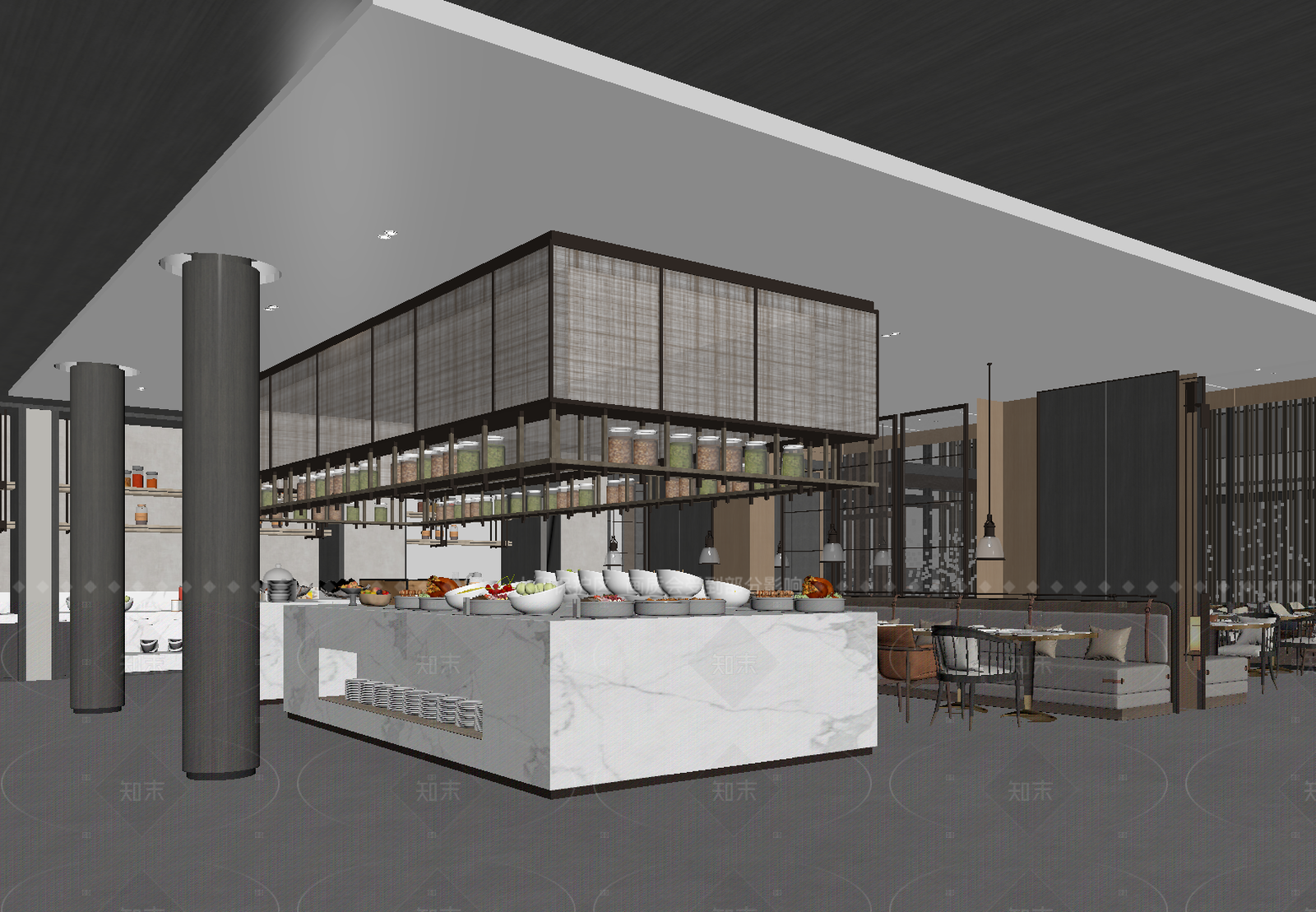 现代自助餐厅3D模型下载【ID:1214619546】