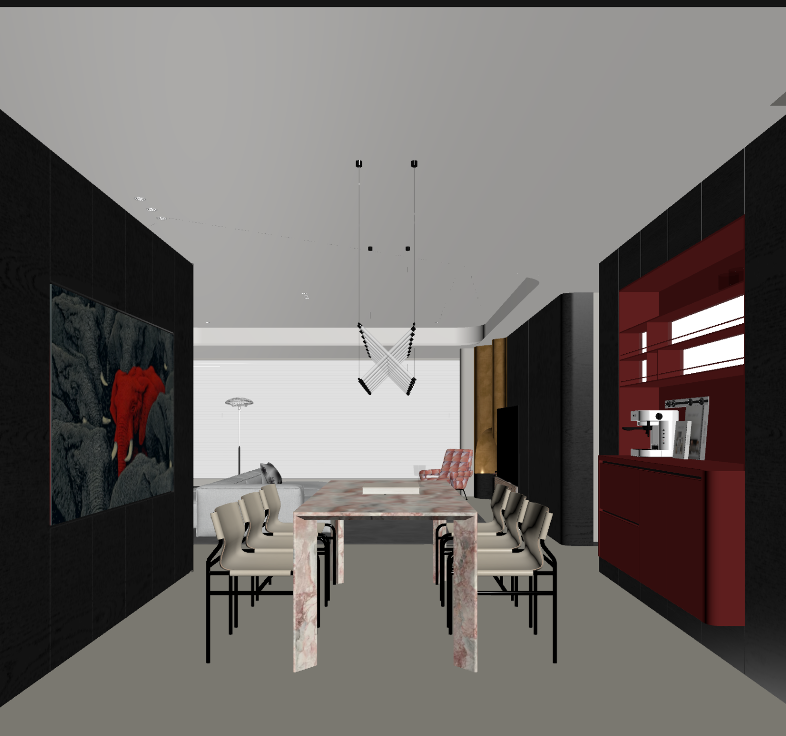 现代家居餐厅3D模型下载【ID:1221623322】