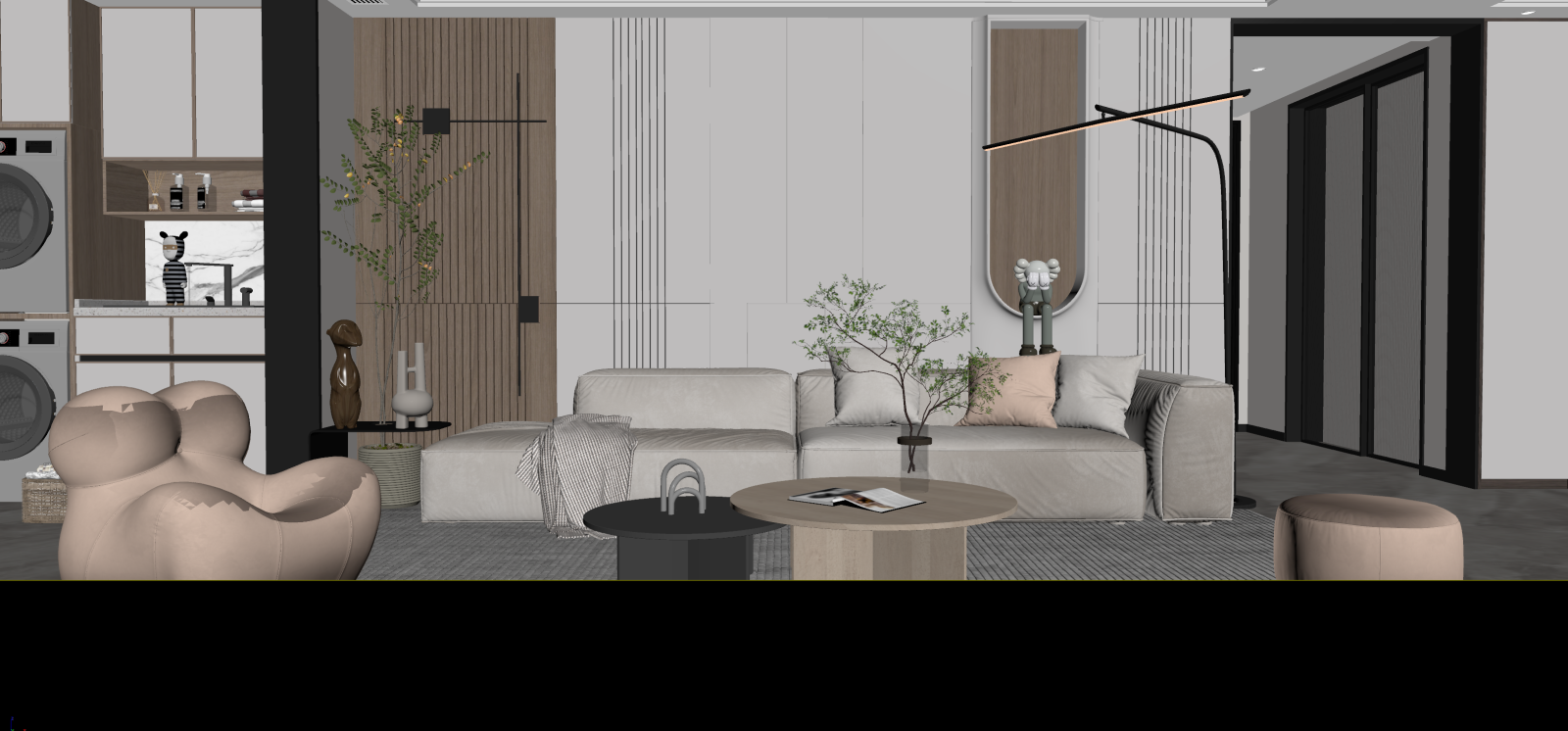 现代家居客厅3D模型下载【ID:1221685671】