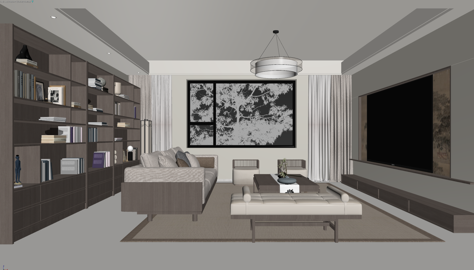 新中式家居客厅3D模型下载【ID:1222156373】