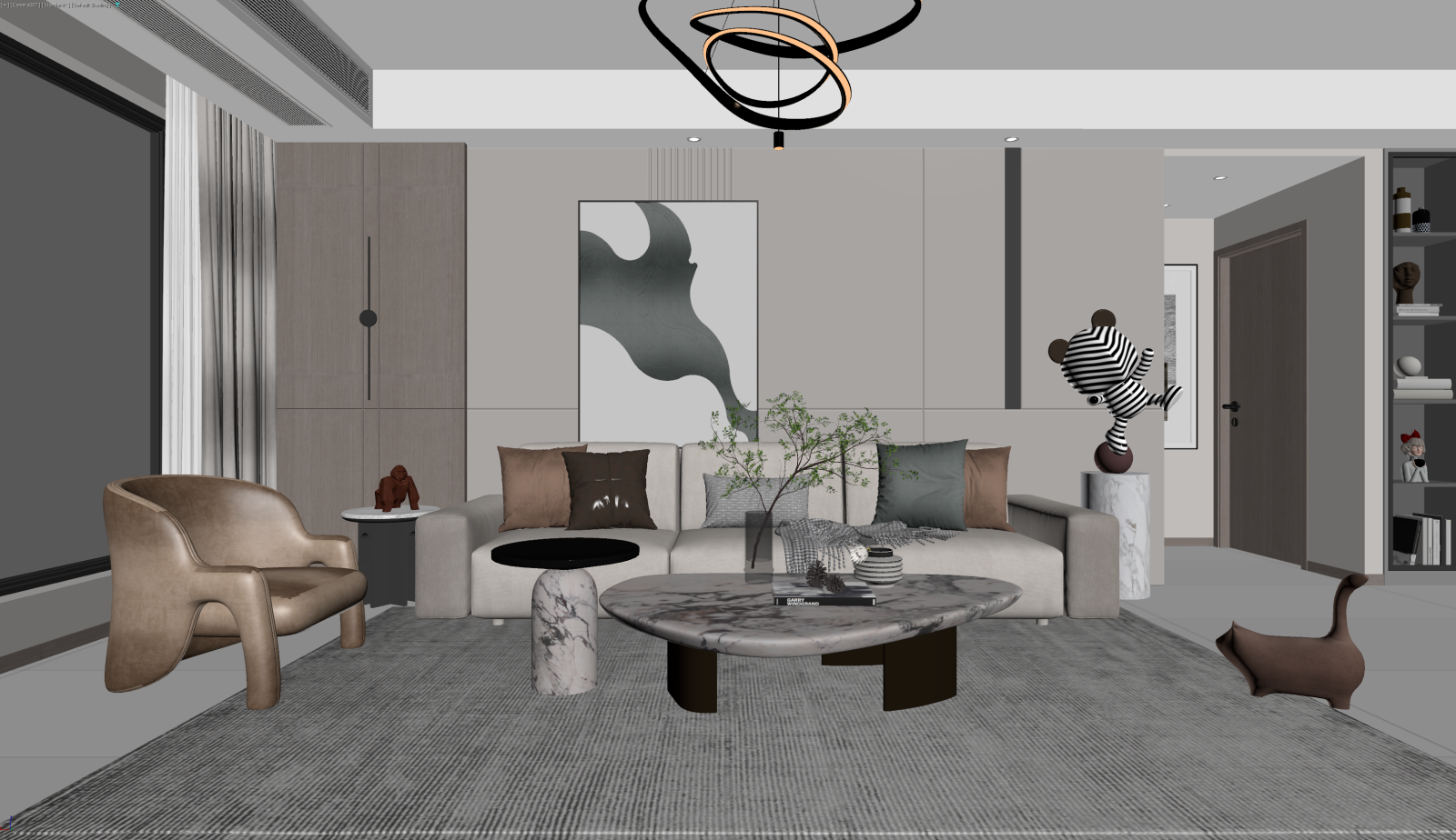 现代家居客厅3D模型下载【ID:1222055454】