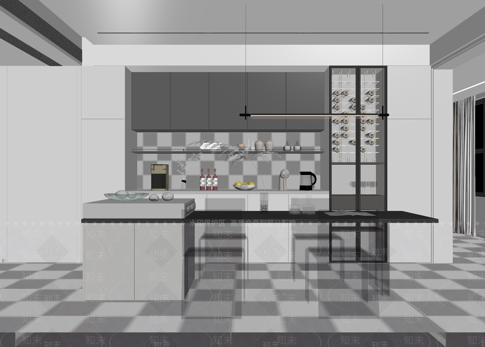 现代茶水间3D模型下载【ID:1214029526】