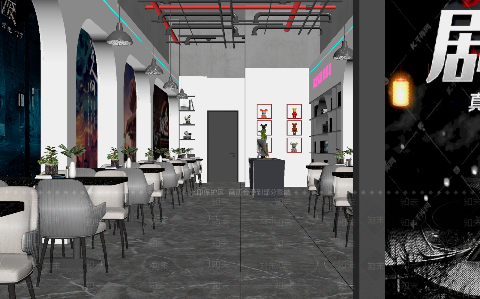 工业风咖啡厅3D模型下载【ID:1214149985】