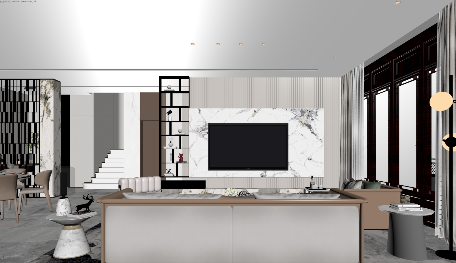 现代挑空客厅3D模型下载【ID:1221481609】