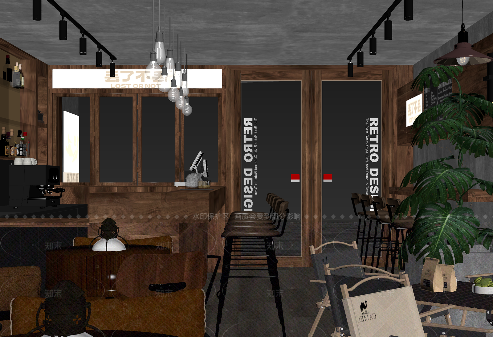工业风咖啡厅3D模型下载【ID:1214574488】