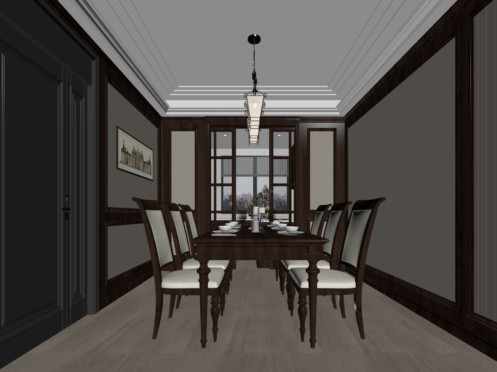 美式家居餐厅3D模型下载【ID:1221766786】